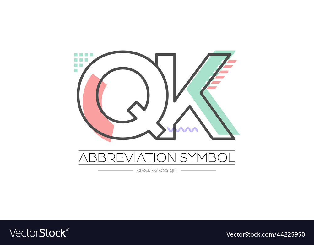 Letters q and k merging of two initials vector image Letters q and k merging of two initials