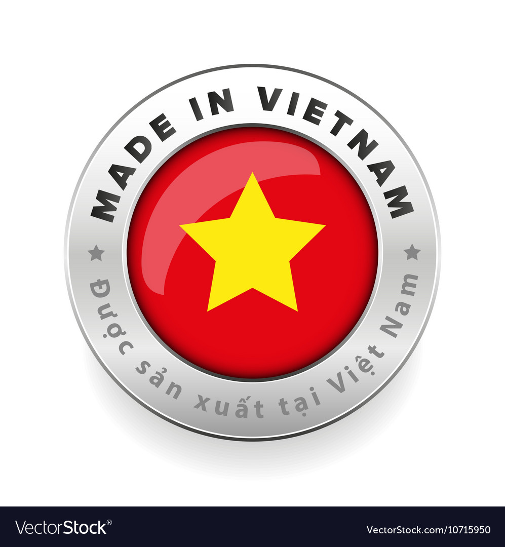 Made in Vietnam button with vietnamese translation