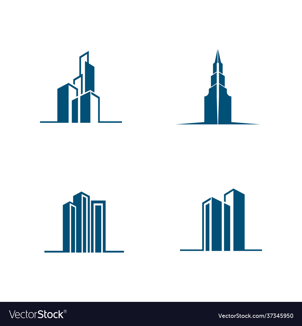 Modern simple square line art building vector image Modern simple square line art building