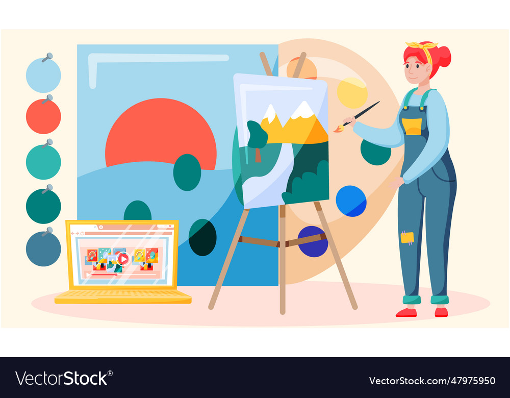 Online painting workshop concept artist Royalty Free Vector