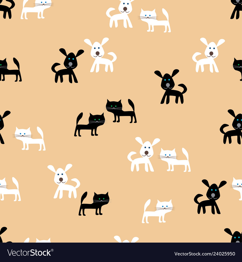 Pattern of the funny cats and cheerful dogs