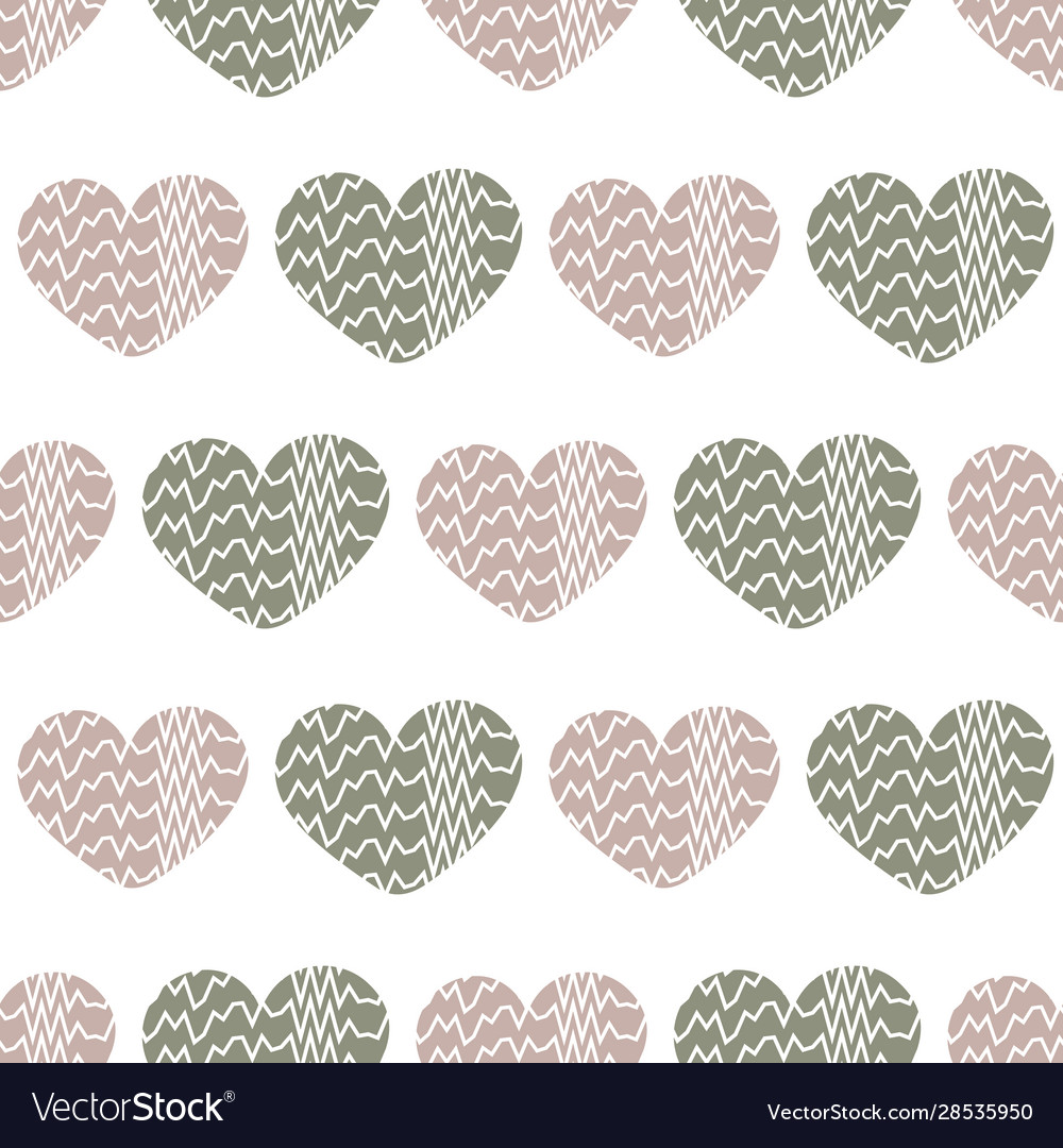 Pattern with hearts having zig zag texture Vector Image Pattern with hearts having zig zag texture