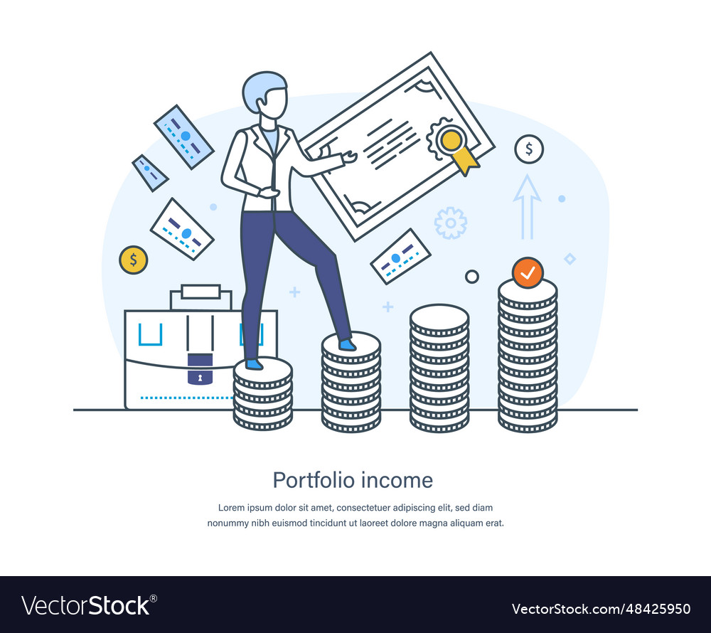 Portfolio income passive or revenue from vector image Portfolio income passive or revenue from