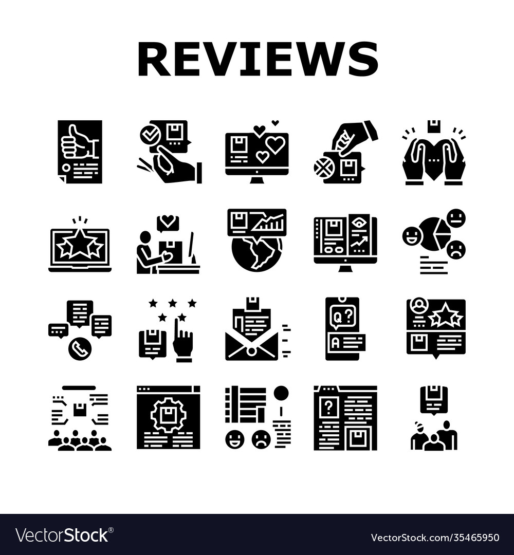 Reviews of customer collection icons set