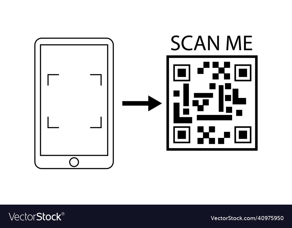 Scan me sign arrow element smartphone symbol qr vector image Scan me sign arrow element smartphone symbol qr