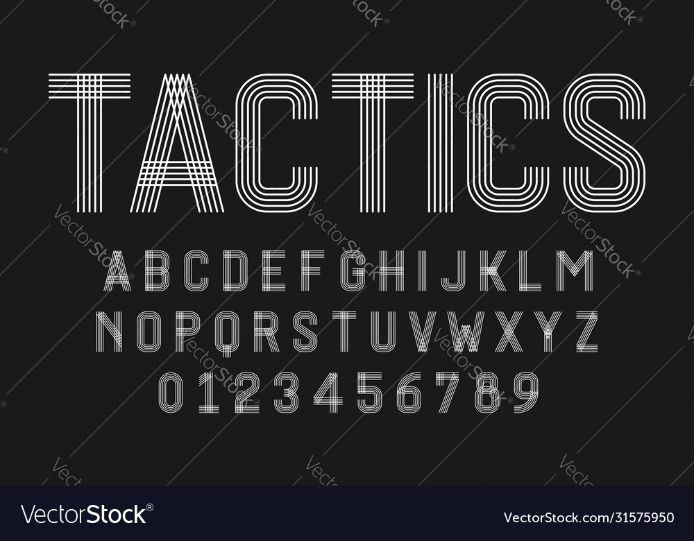 Set alphabets font modern design with lines
