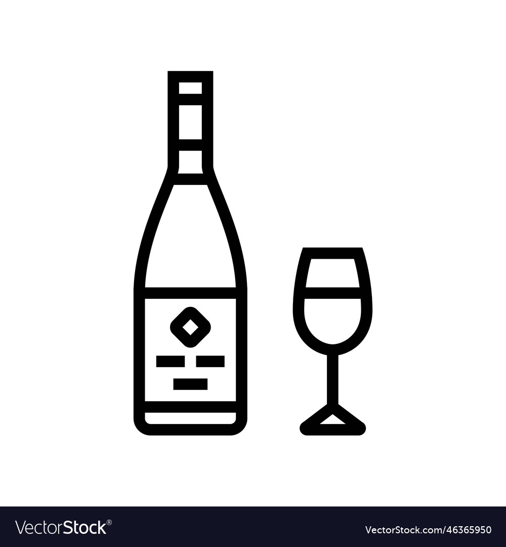 Wine drink bottle line icon Royalty Free Vector Image