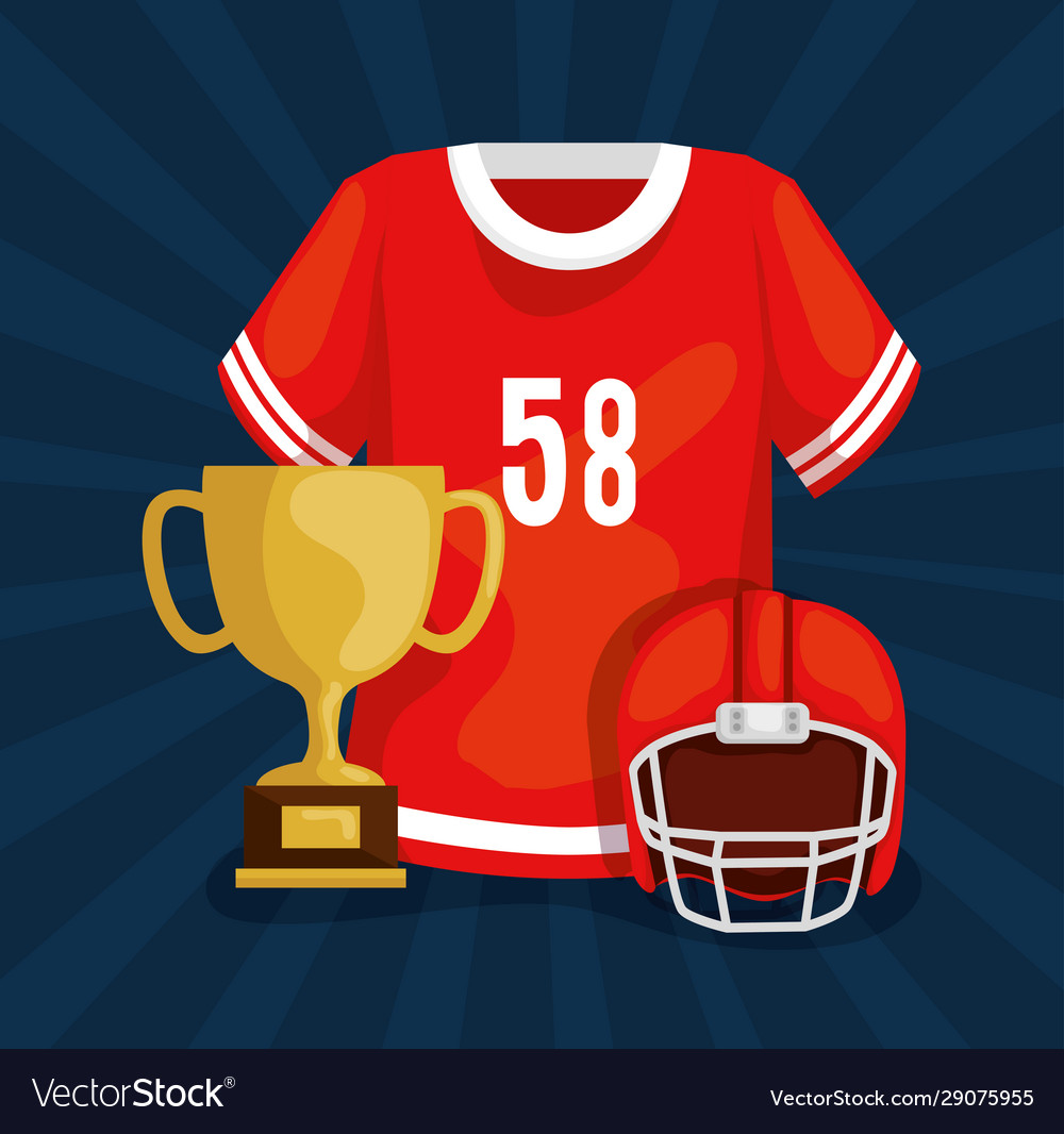 American Football Hemd mit Trophäe und Helm