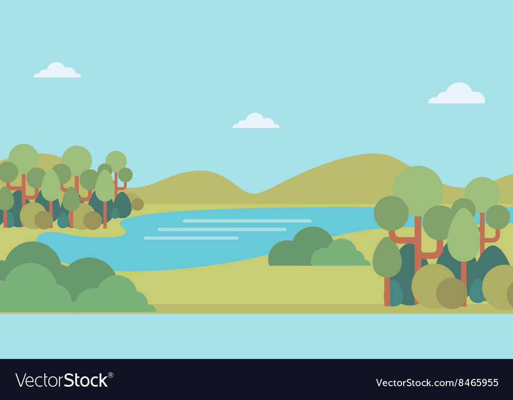 Background of landscape with hills and river