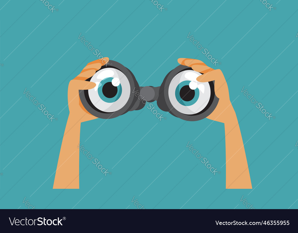 Curious spy eyes checking a binocular funny Vector Image