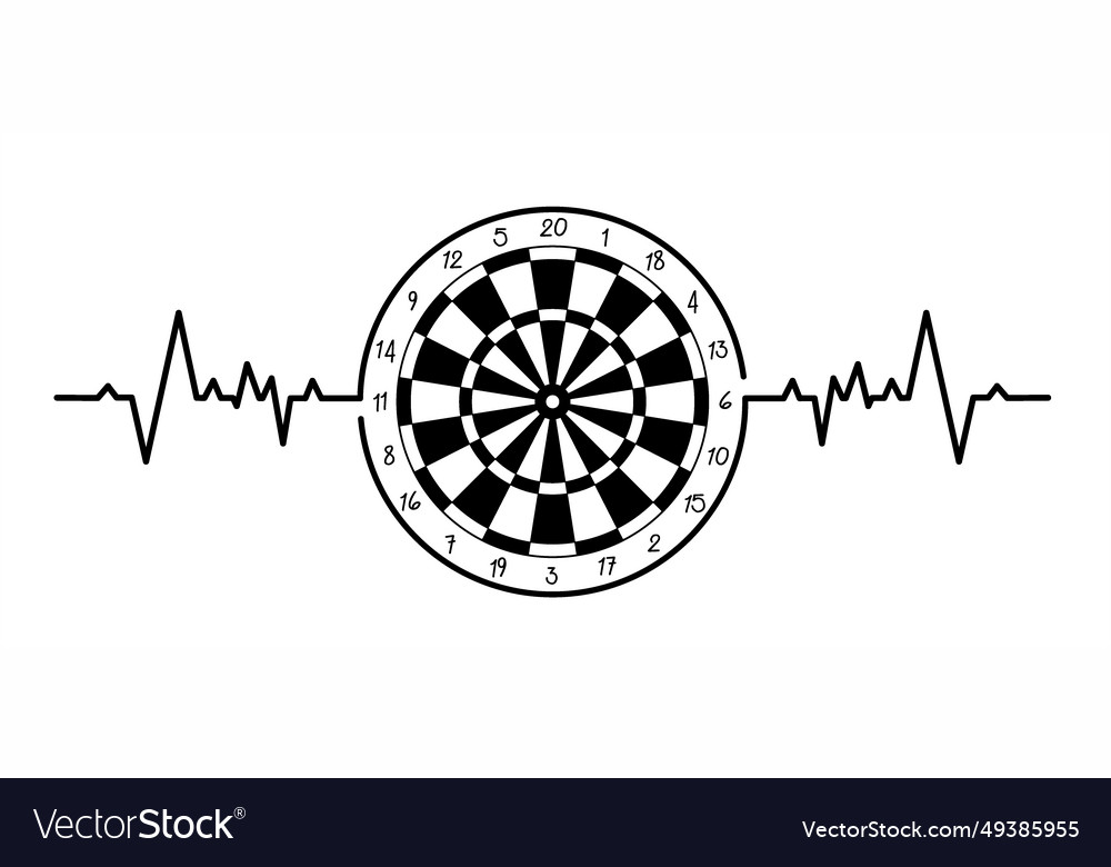 Dart board game dartboard and darts vector image Dart board game dartboard and darts
