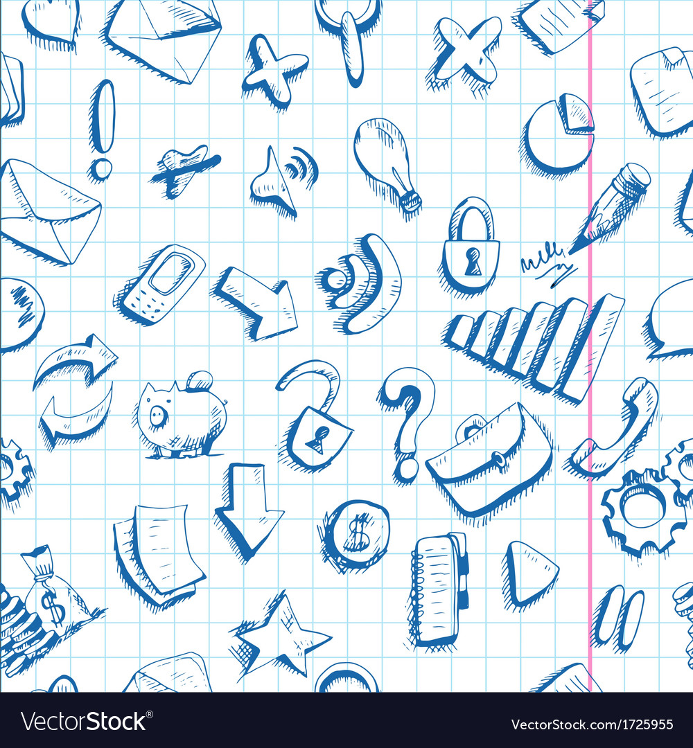 Doodle internet icons seamless background Vector Image