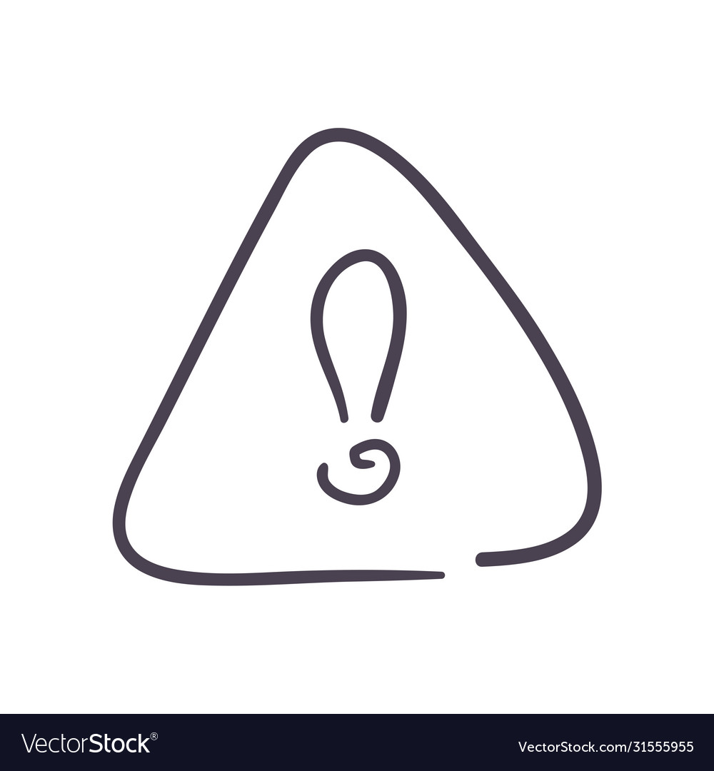 Exclamation mark inside warning triangle line