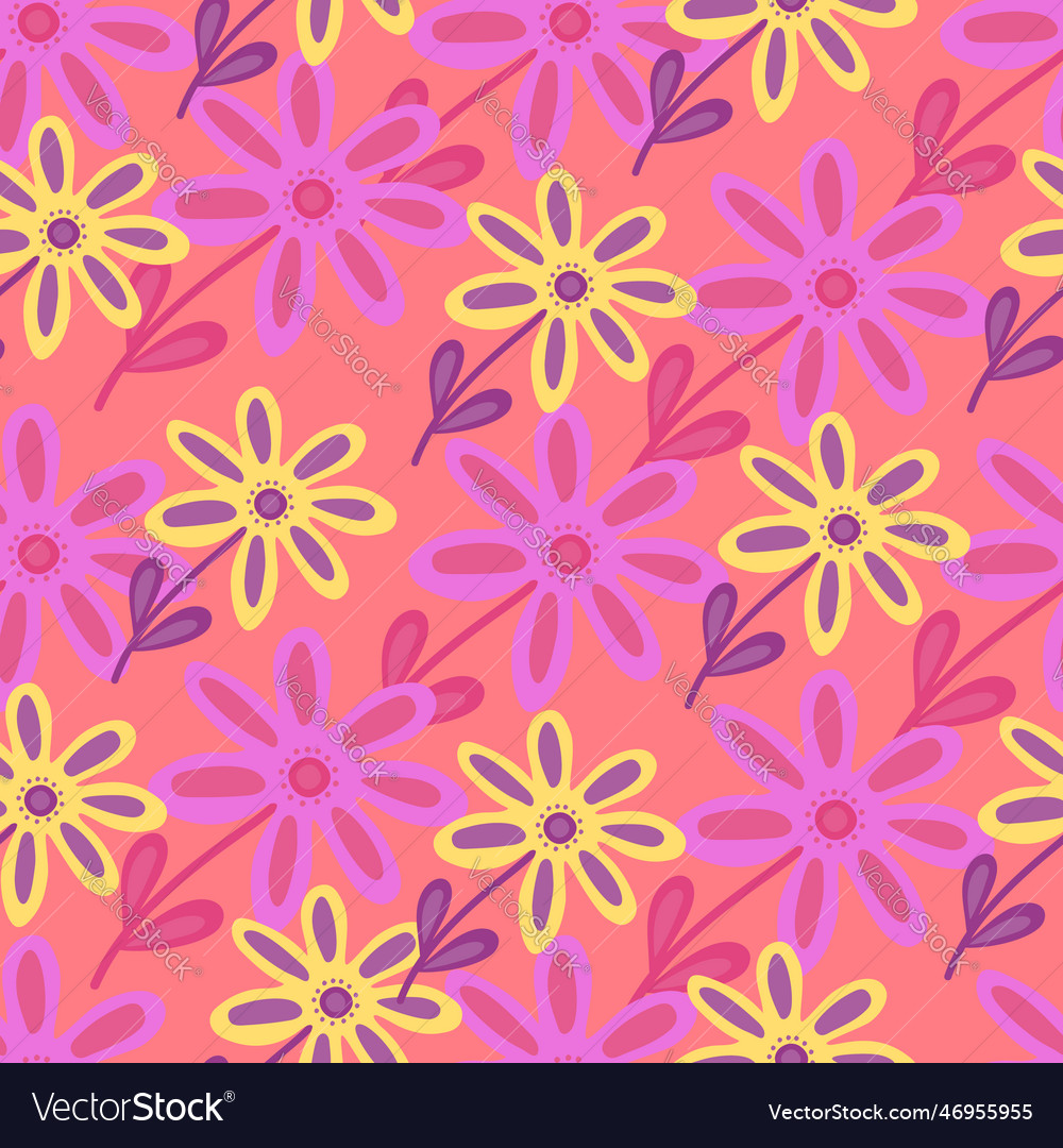 Hand drawn floral wallpaper cute flower seamless Vector Image