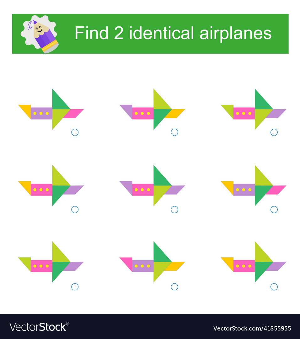 Logical game for children find two identical vector image Logical game for children find two identical
