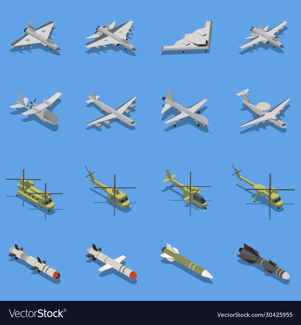 Military Air Forces Isometric Set Royalty Free Vector Image