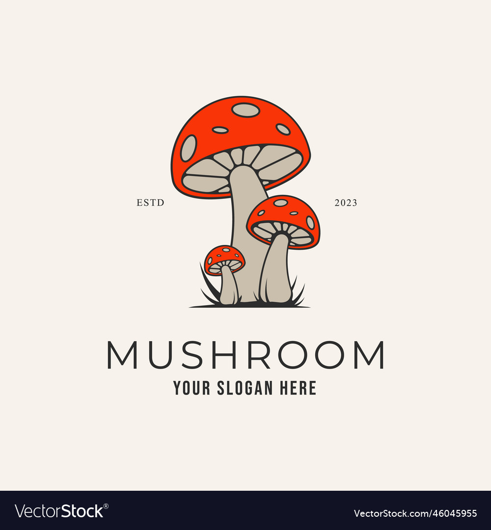 Mushroom organic farm design art logo