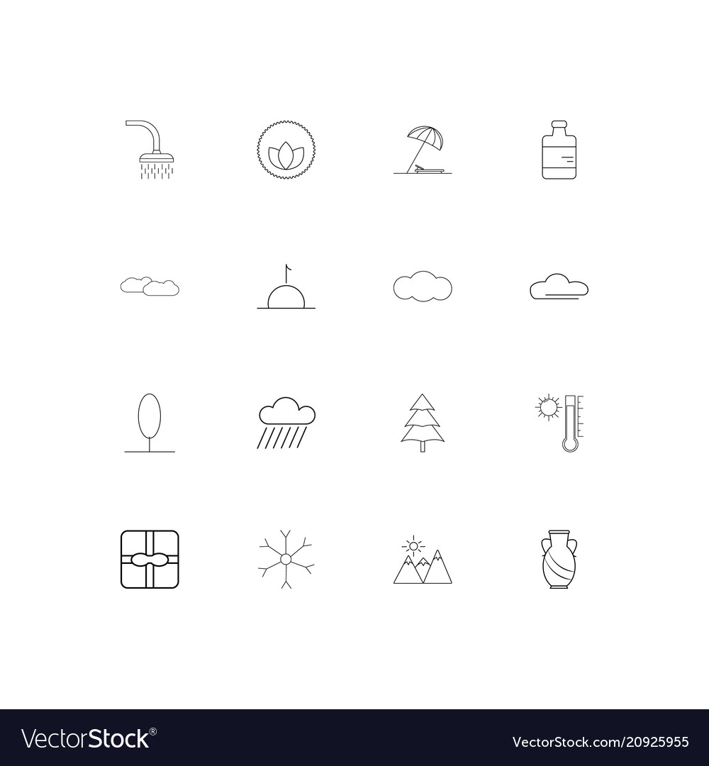Nature linear thin icons set outlined simple