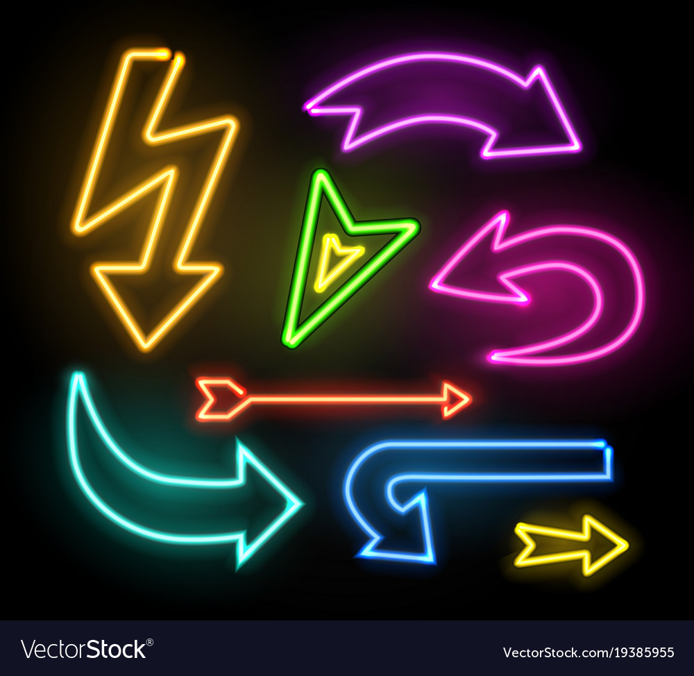 Neon Arrow Pointer Set - Dark Background