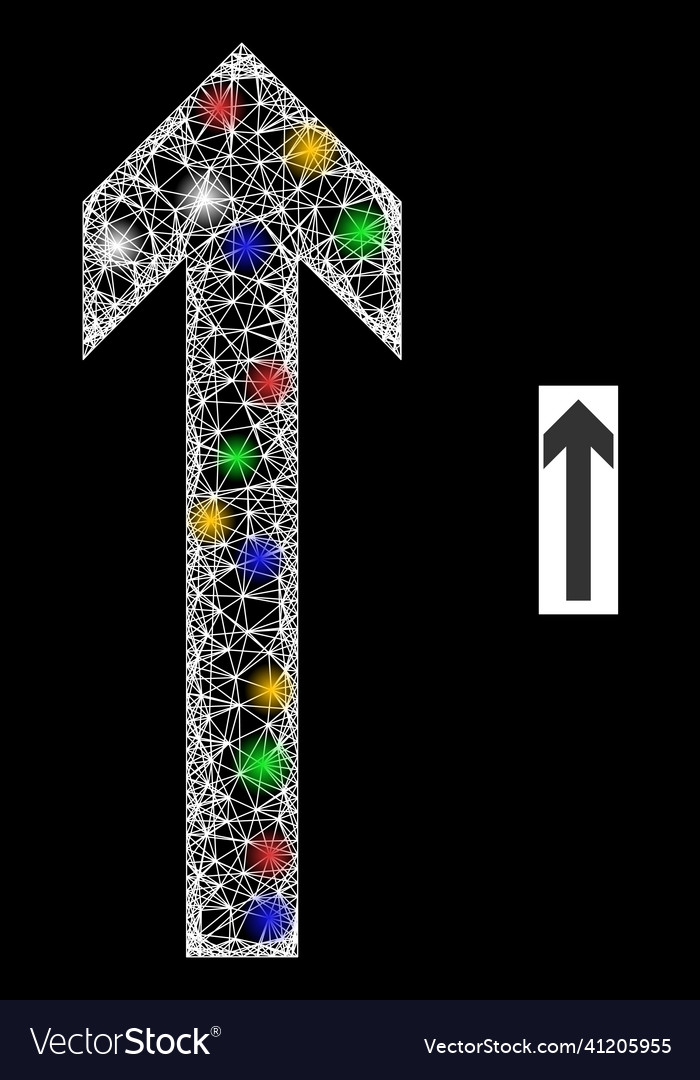 Net mesh move up icon with bright colored vector image Net mesh move up icon with bright colored