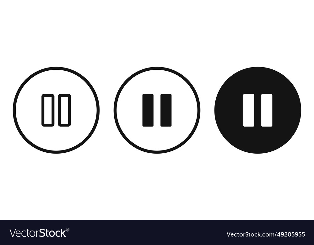 Pause button icon set vector image Pause button icon set