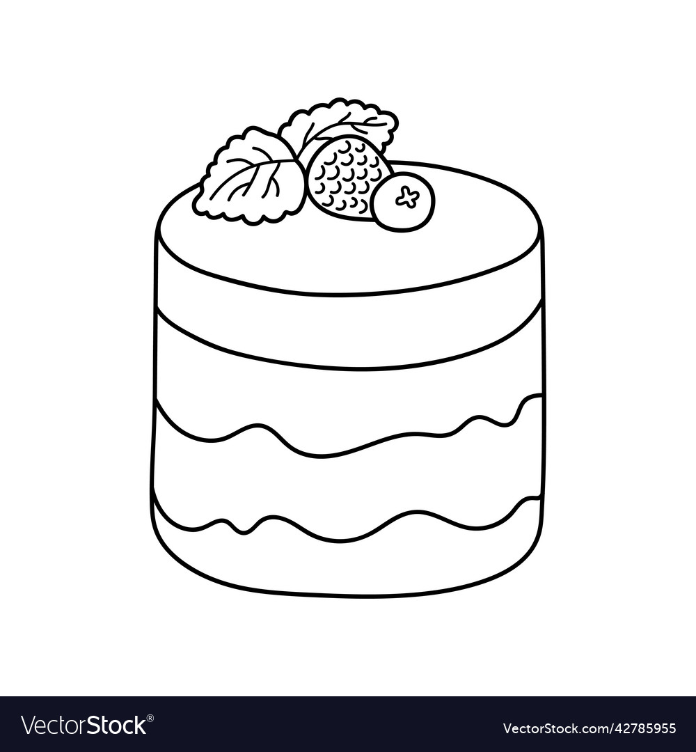Pretty doodle cake design sketch element for menu