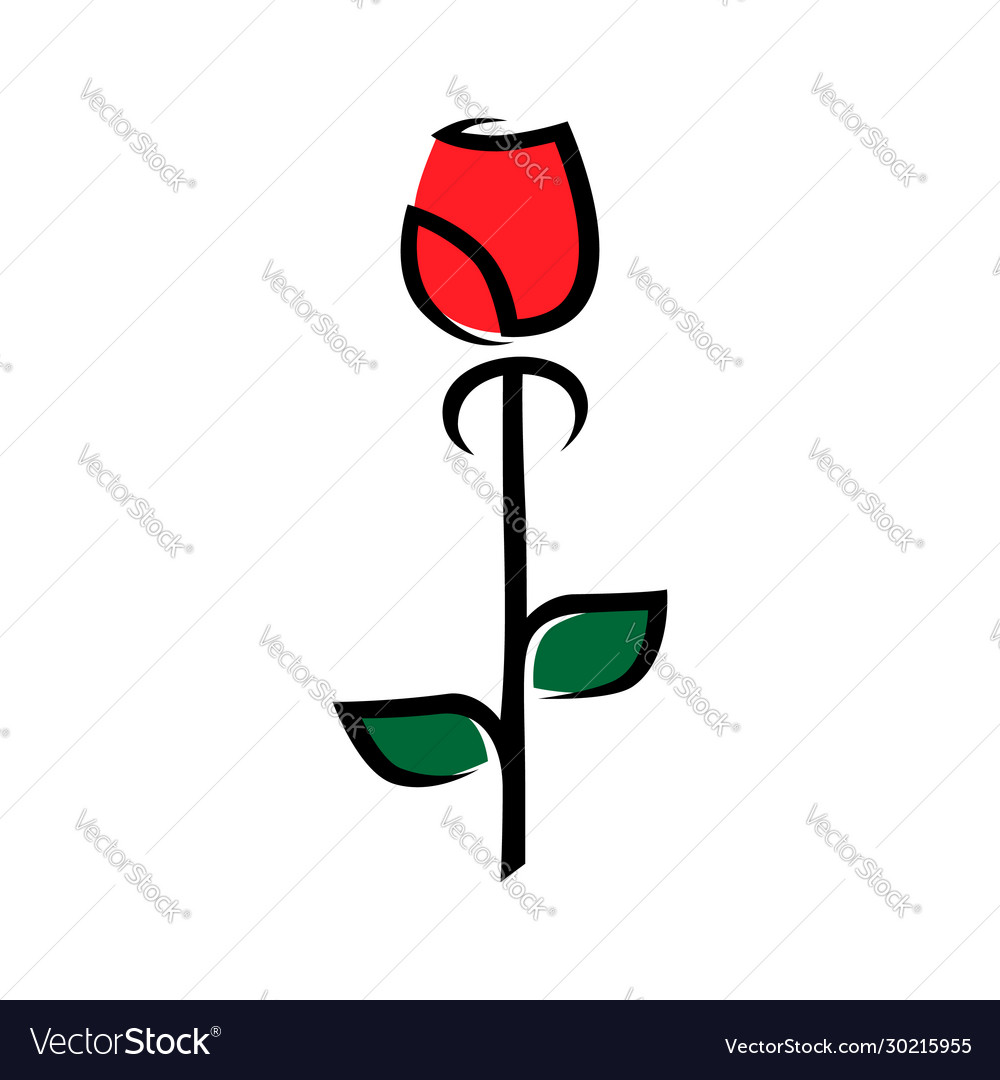 Rose flower symbol on white backdrop Royalty Free Vector