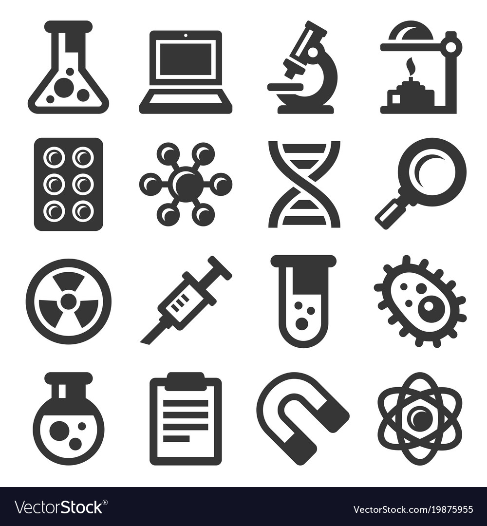 Science icons set on white background Royalty Free Vector