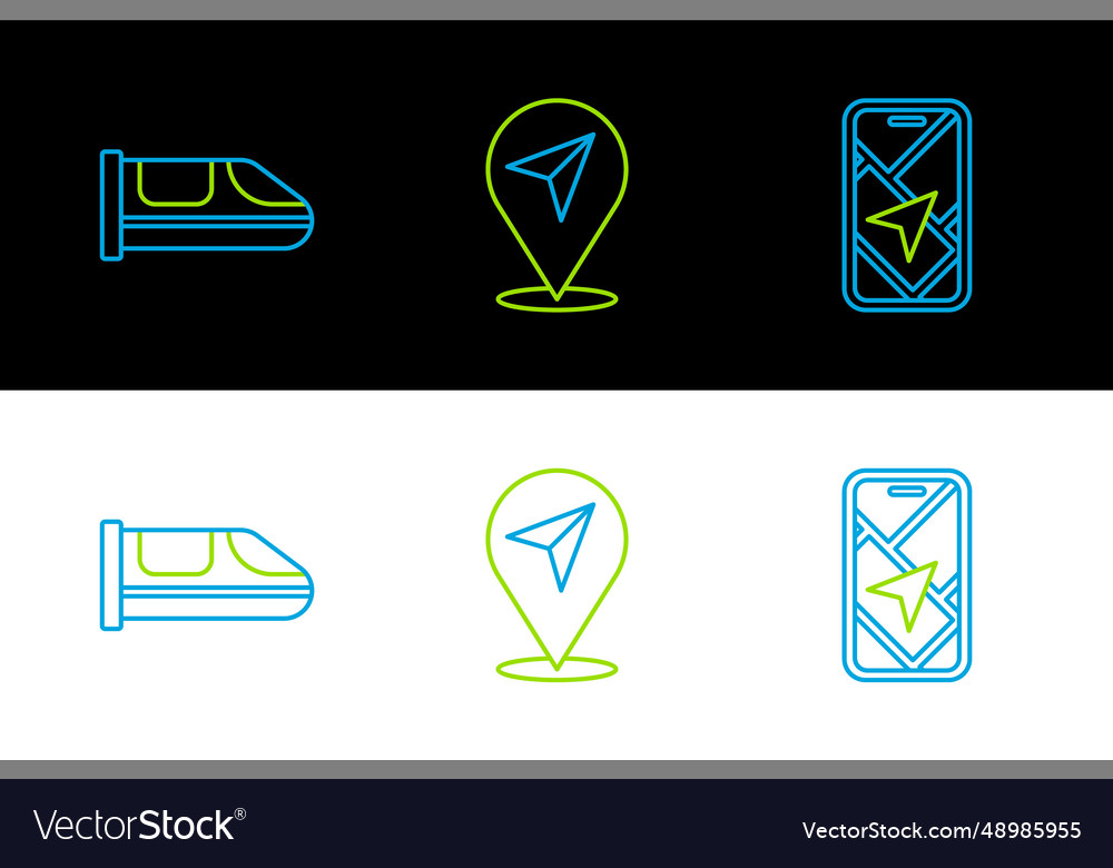 Set line city map navigation high-speed train vector image Set line city map navigation high-speed train