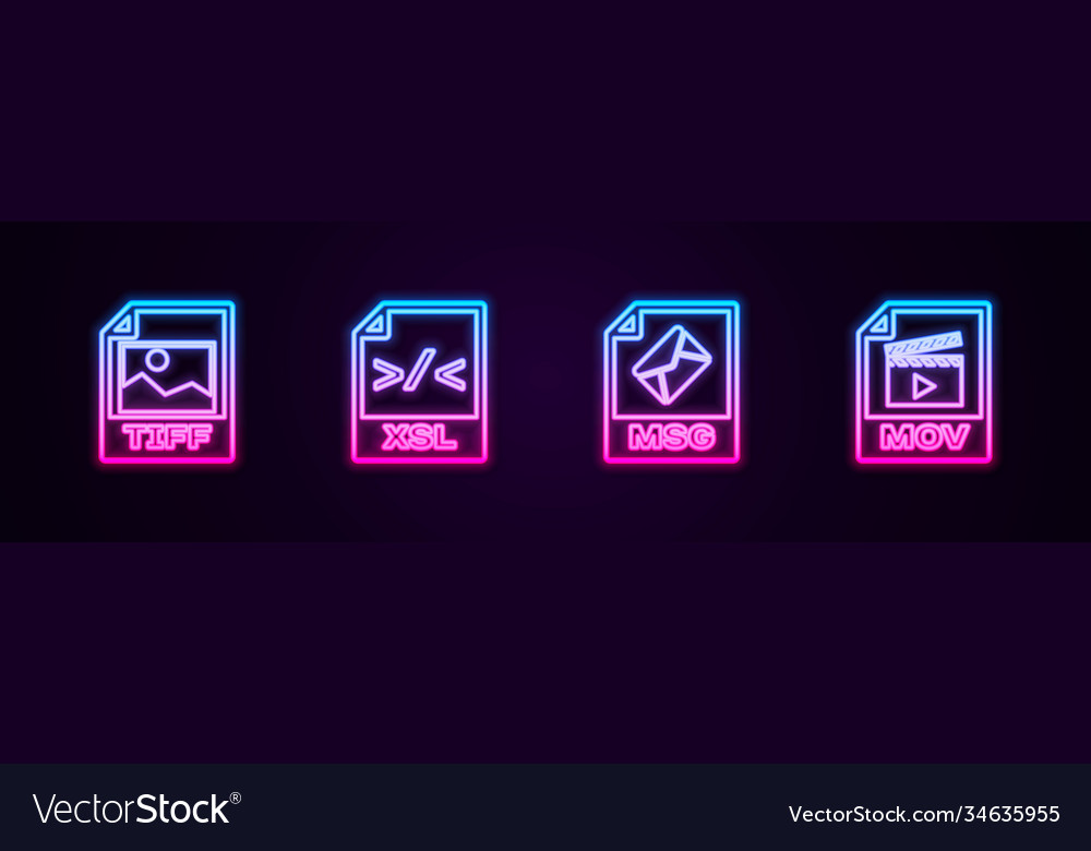 Set line tiff file document xsl msg and mov vector image Set line tiff file document xsl msg and mov