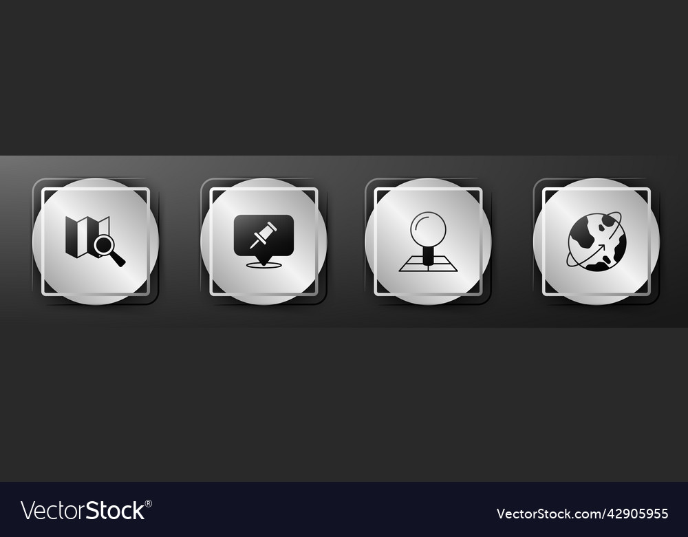 Set search location push pin folded map vector image Set search location push pin folded map