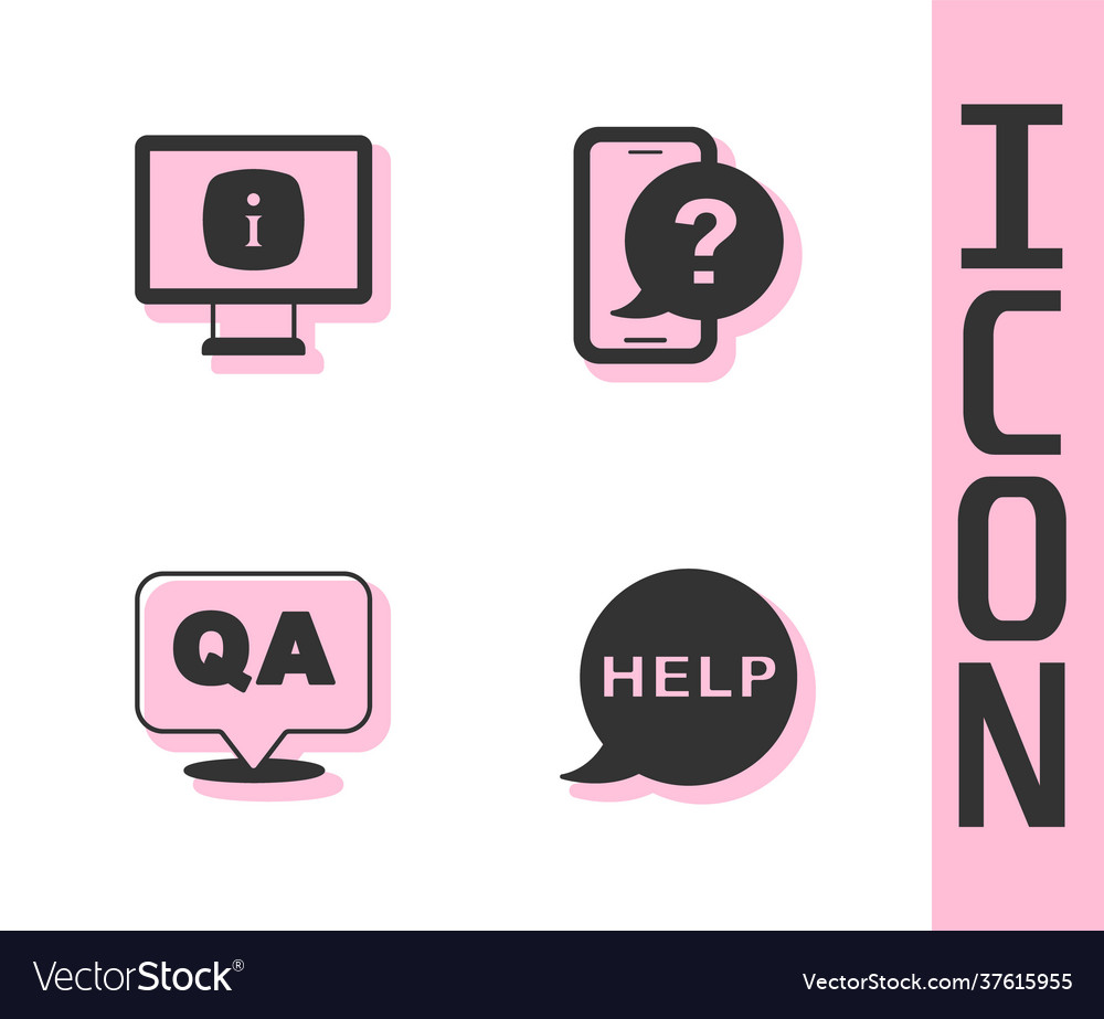 Set speech bubble with text help monitor