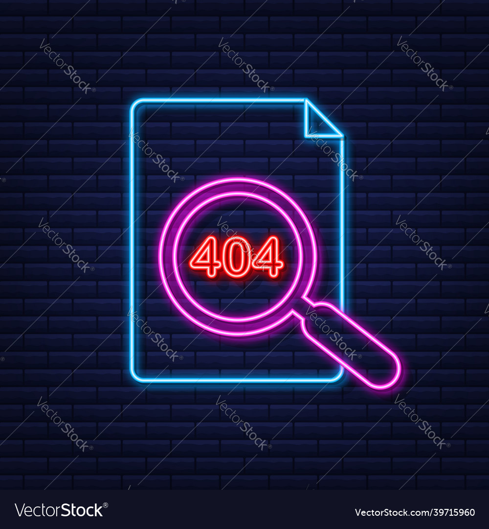 404 error page not found neon sign stock