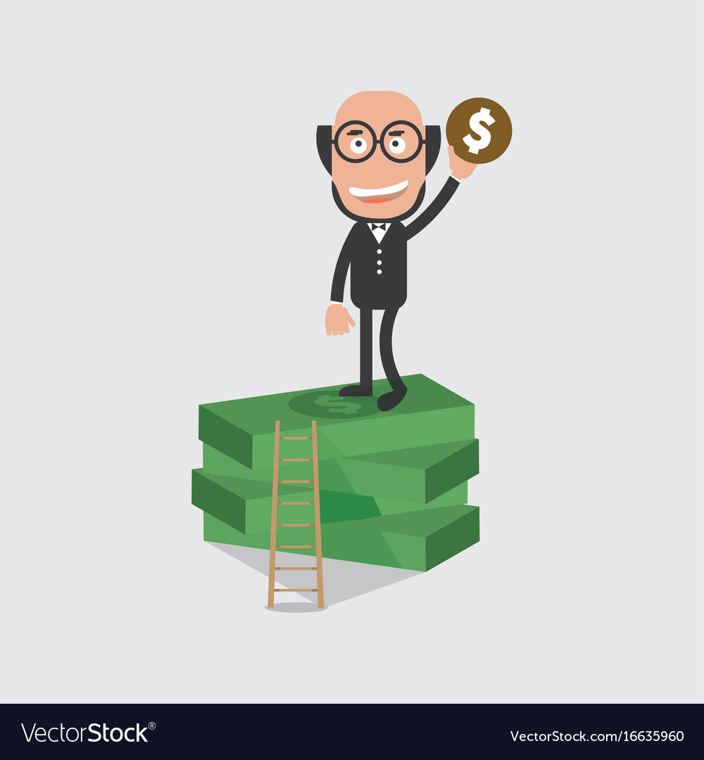 Bald head businessman on banknotes