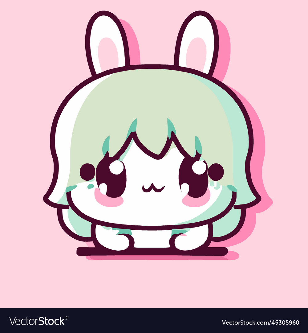 Cute rabbit kawaii chibi drawing style Royalty Free Vector