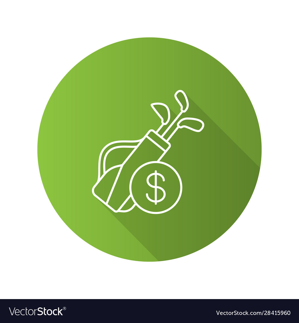 Golf equipment shop flat linear long shadow icon