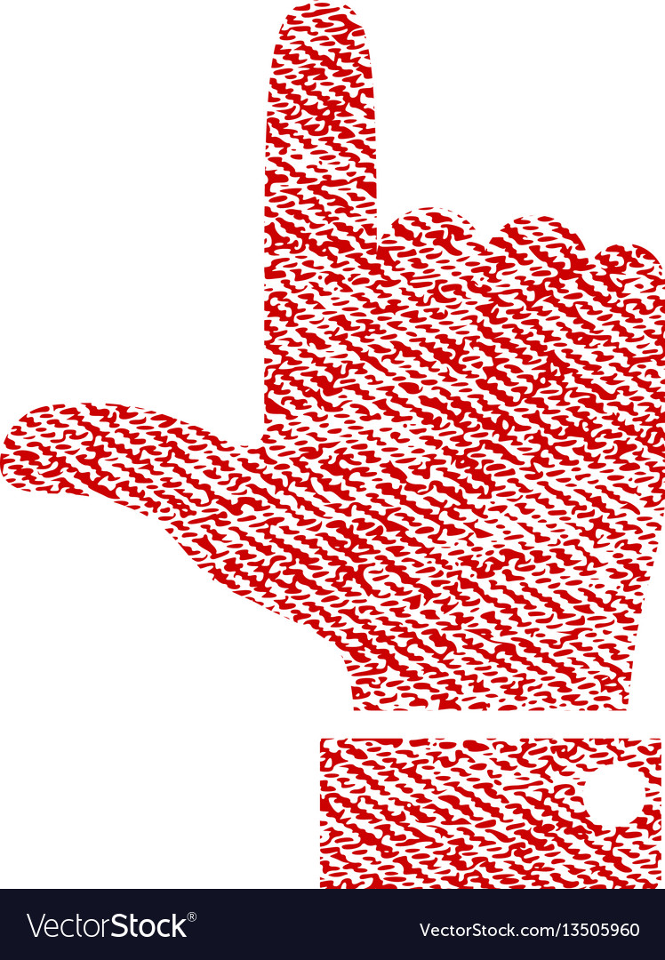 Hand pointer up fabric textured icon vector image Hand pointer up fabric textured icon