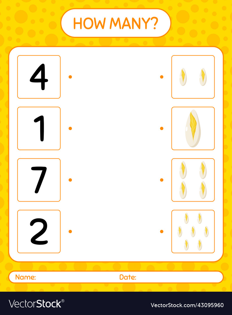 How many counting game with witloof worksheet vector image How many counting game with witloof worksheet