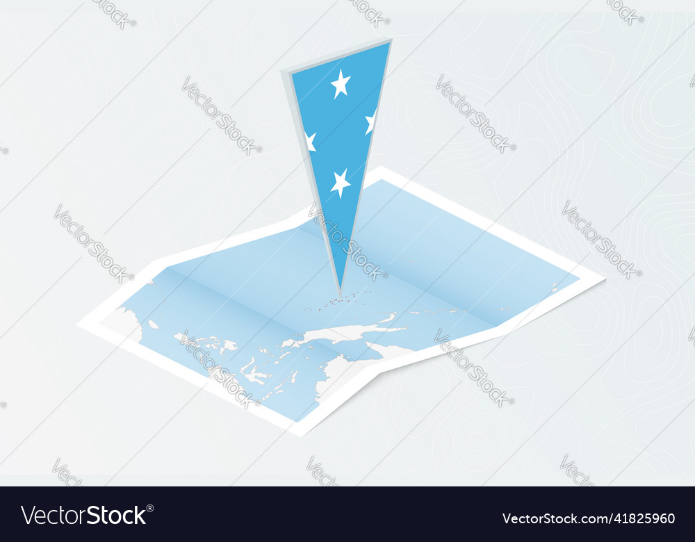 Isometric paper map of micronesia with triangular
