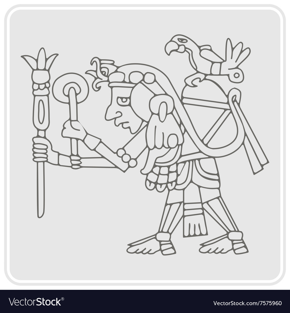 Monochrome icon with symbols from aztec codices