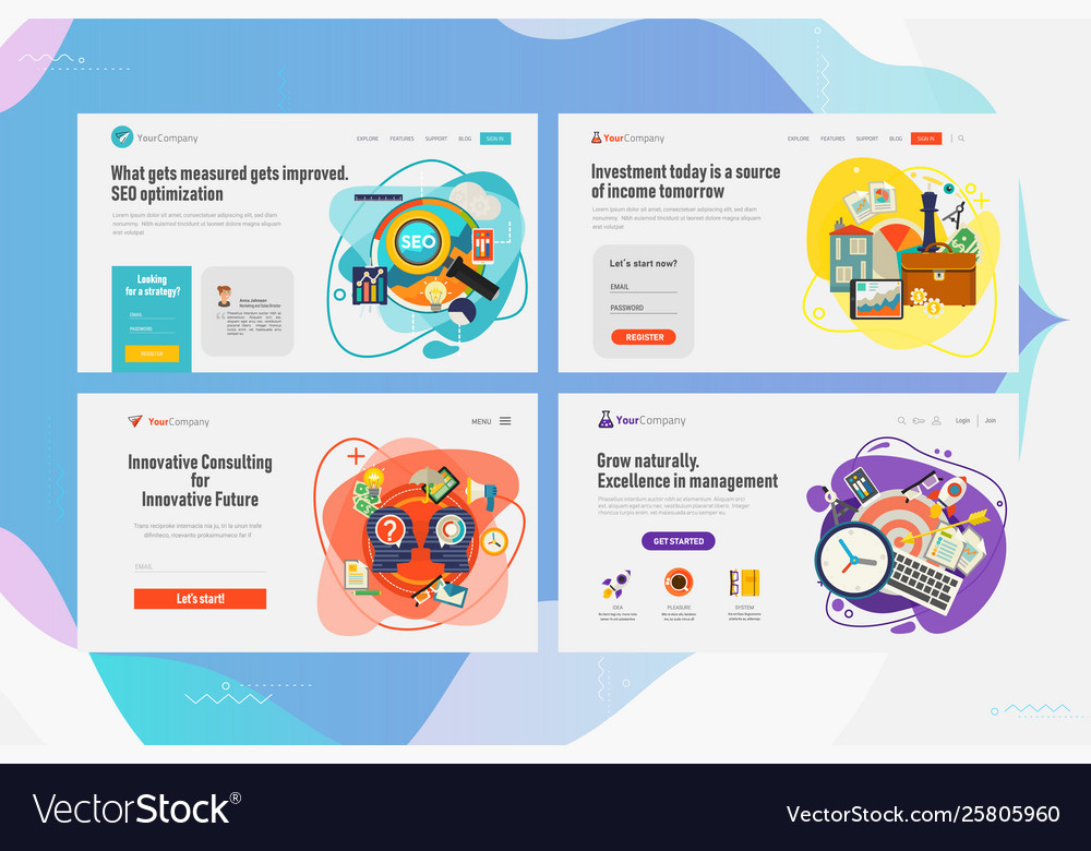 One page website kit for business consulting Vector Image