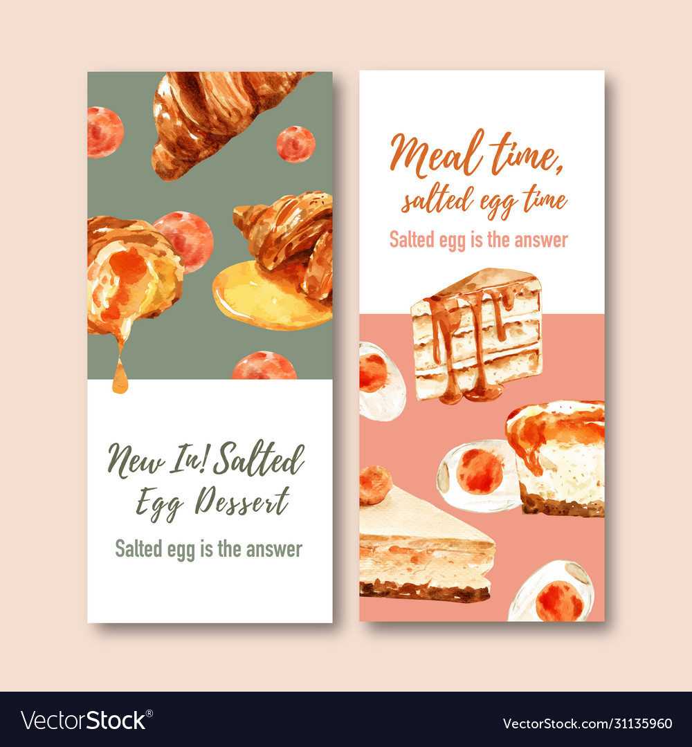 Salted egg flyer design with croissant cake Vector Image