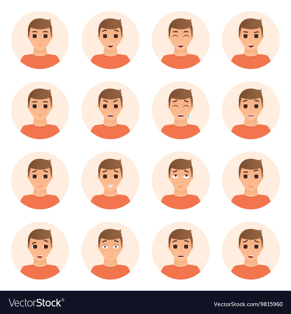 Set boy emotions icons Royalty Free Vector Image