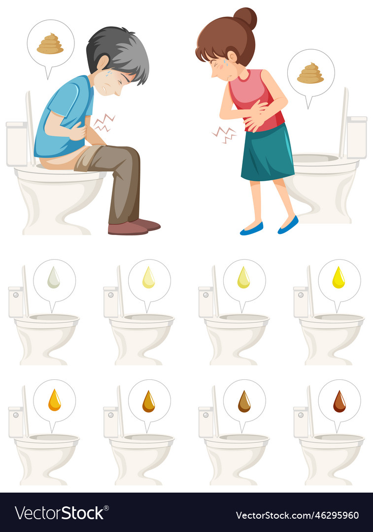 Set of people having diarrhea