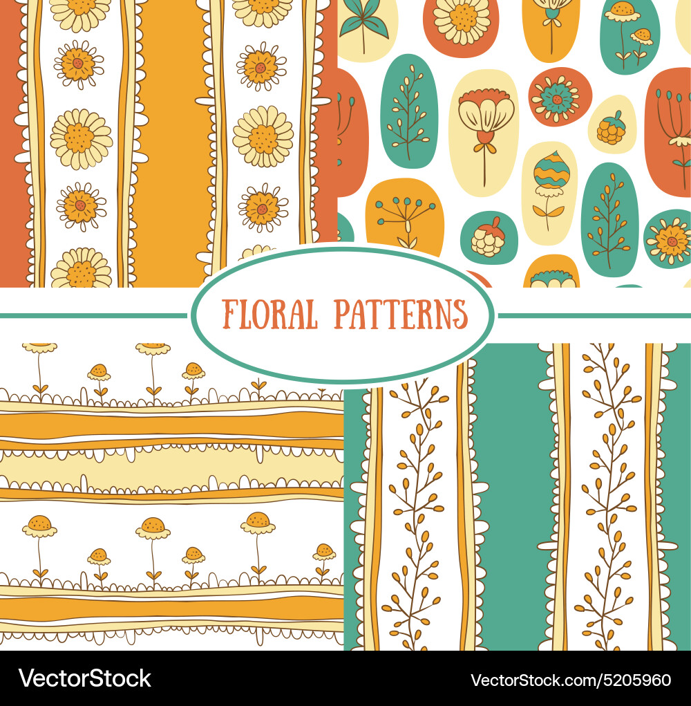 Set seamless floral pattern Royalty Free Vector Image