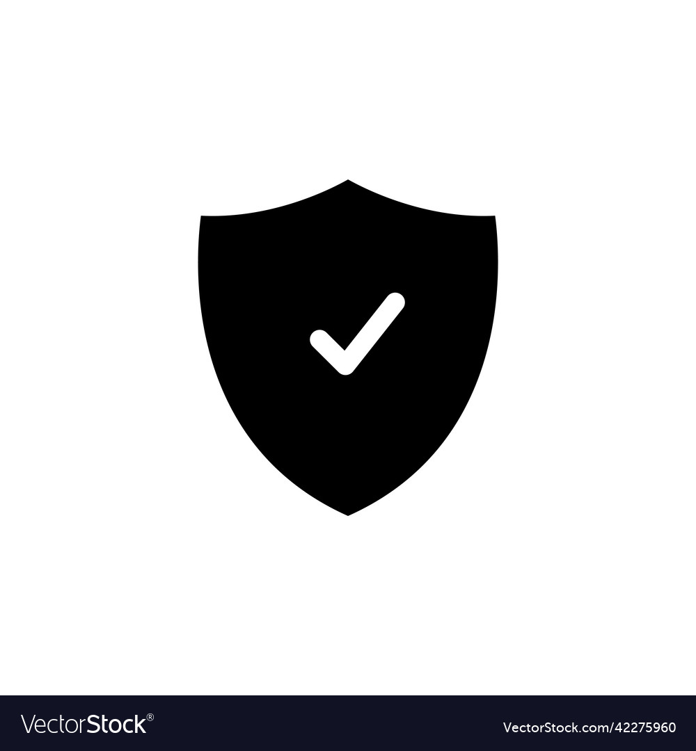 Shield icon with check mark solid style Vector Image Shield icon with check mark solid style