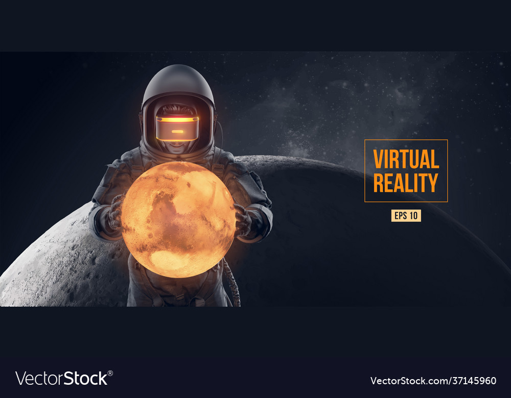 Vr headset astronaut with virtual reality glasses vector image Vr headset astronaut with virtual reality glasses