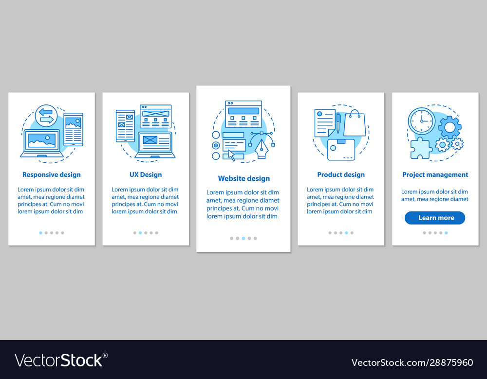 Web design onboarding mobile app page screen vector image Web design onboarding mobile app page screen