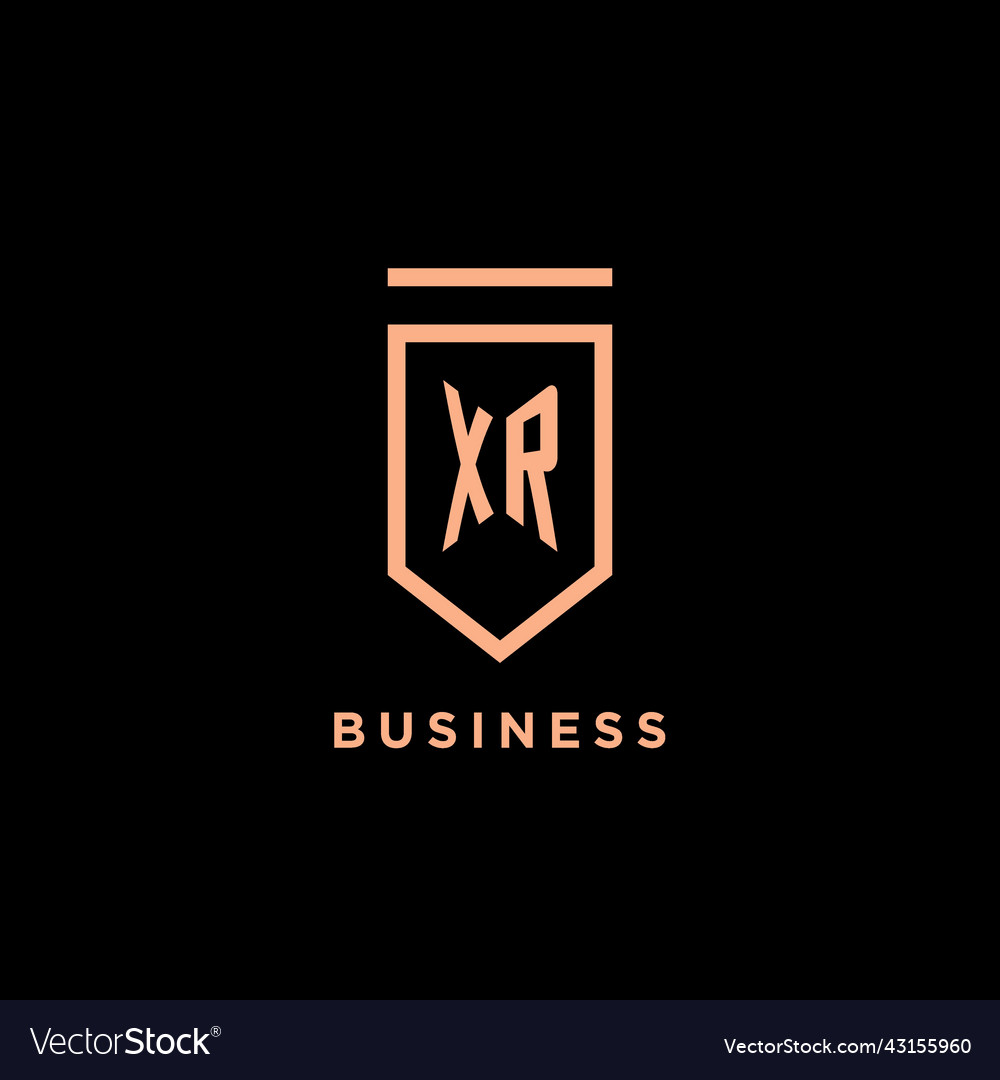Xr monogram initial with shield logo design icon