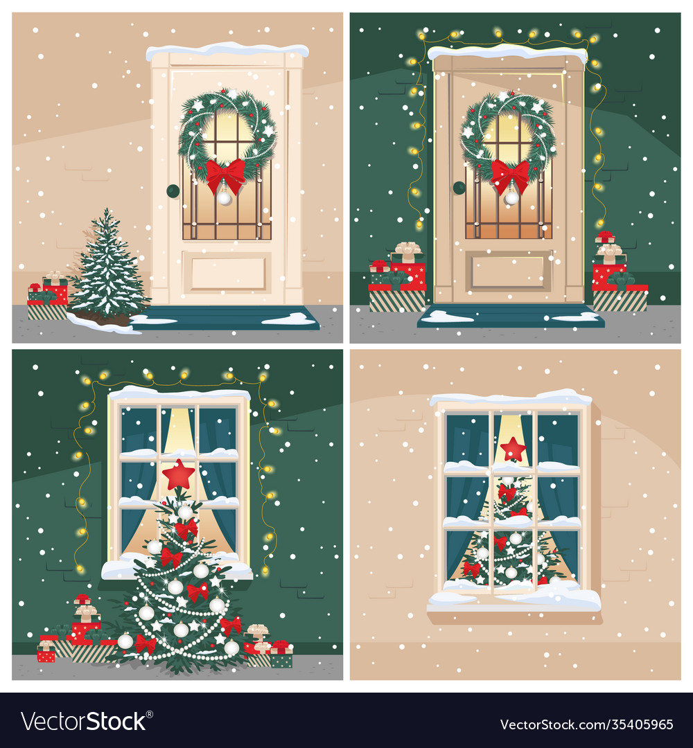Weihnachtskarten Set vector image Weihnachtskarten Set